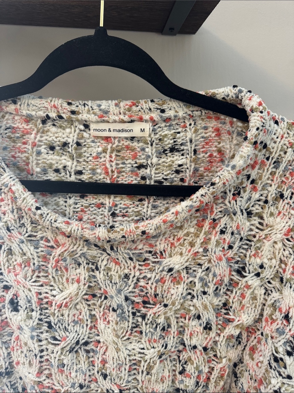 moon & madison Cream Multicolor Cable Knit Sweater